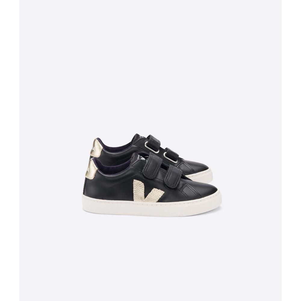 Veja ESPLAR LEATHER Joggesko Barn Black/Gold | NO 812UZG